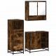 Sonata Set mobilier de baie, 3 piese, stejar fumuriu, lemn prelucrat