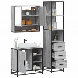Sonata H Комплект мебели за баня от 3 части сив сонома инженерно дърво - Seturi