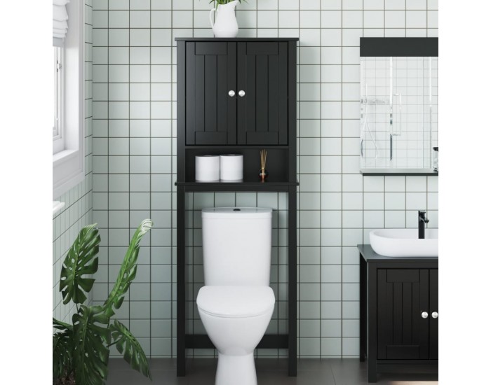 Sonata H Шкаф над тоалетна чиния BERG черен 60x27x164,5 см масивно дърво