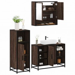 Sonata H Комплект мебели за баня от 3 части, кафяв дъб, инженерно дърво - Seturi
