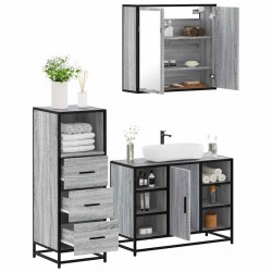 Sonata H Комплект мебели за баня от 3 части сив сонома инженерно дърво - Seturi