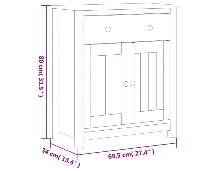 Sonata H Шкаф за баня BERG бял 69,5x34x80 см бор масив