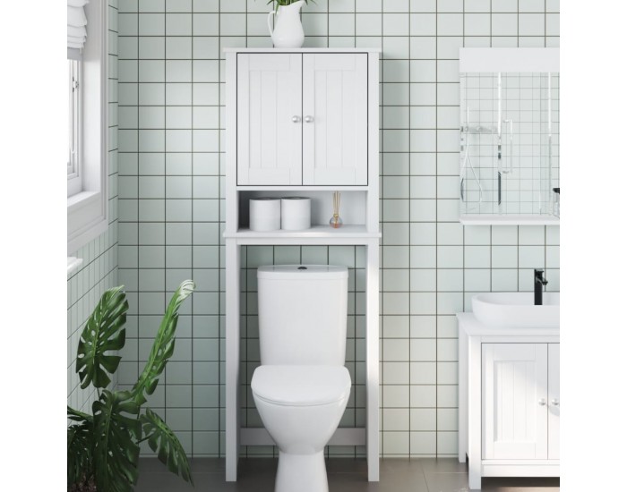Sonata H Шкаф над тоалетната чиния BERG бял 60x27x164,5 см масивно дърво