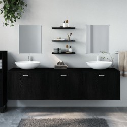 Sonata H Комплект мебели за баня от 6 части, черен, инженерно дърво - Seturi