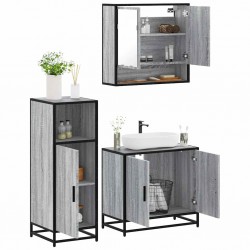 Sonata H Комплект мебели за баня от 3 части сив сонома инженерно дърво - Seturi