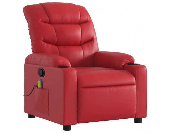Sonata H Масажен реклайнер стол, червен, изкуствена кожа