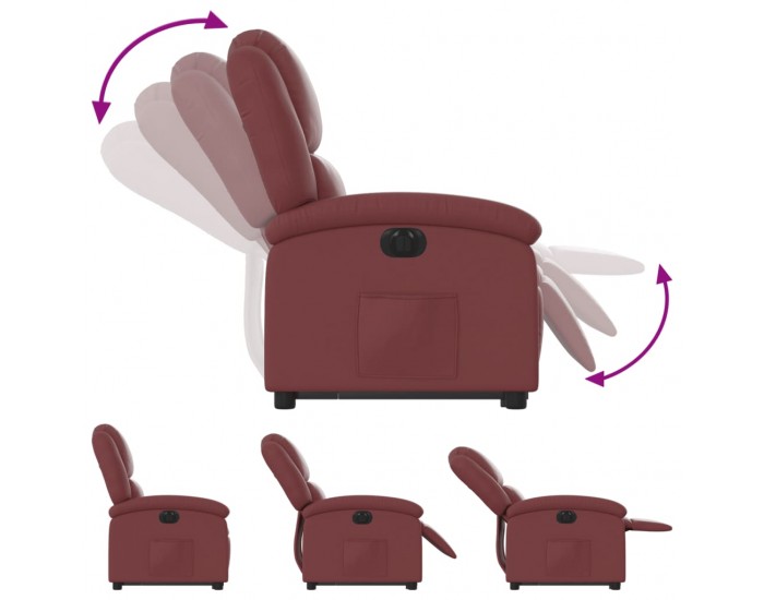 Sonata H Електрически изправящ реклайнер стол, виненочервен, еко кожа