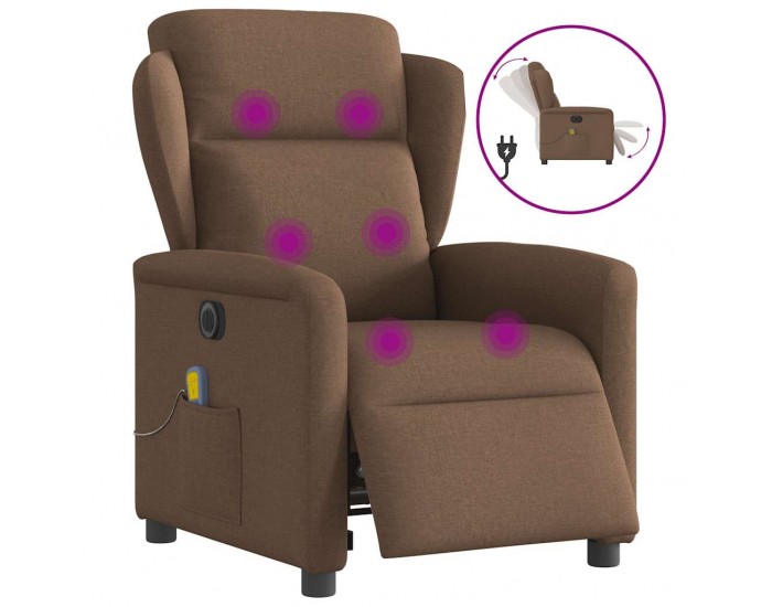 Sonata H Електрически масажен реклайнер стол, кафяв, текстил