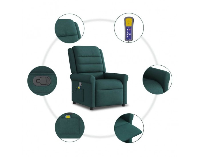 Sonata Fotoliu de masaj rabatabil, verde închis, material textil