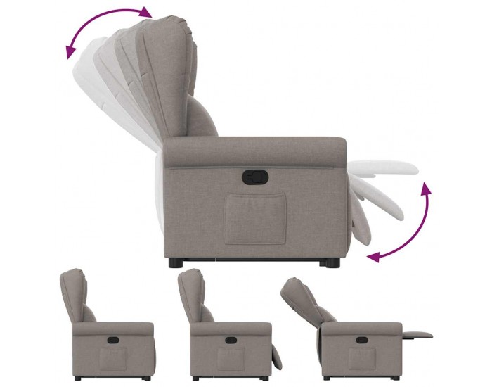 Sonata Fotoliu rabatabil cu ridicare pe verticală, gri taupe, textil