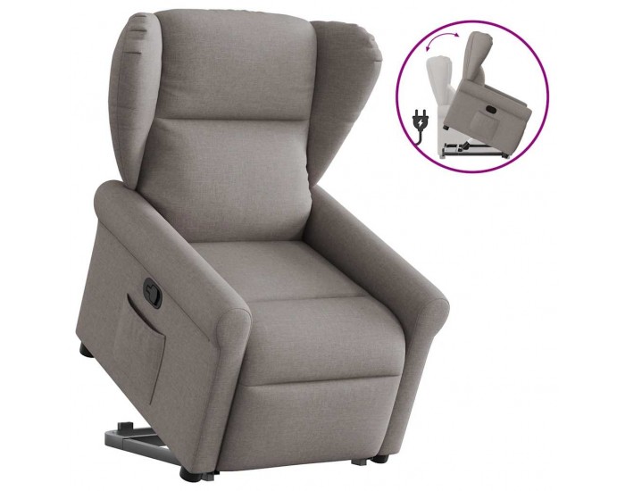 Sonata Fotoliu rabatabil cu ridicare pe verticală, gri taupe, textil