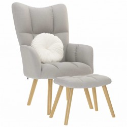 Sonata H Релаксиращ стол с табуретка за крака Cloud Grey Fabric - Fotolii