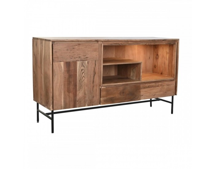 Бюфет DKD Home Decor 142 x 40 x 81 cm Черен Метал Кафяв Aкациево дърво
