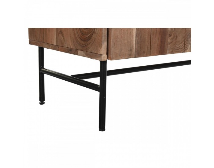 Бюфет DKD Home Decor 142 x 40 x 81 cm Черен Метал Кафяв Aкациево дърво