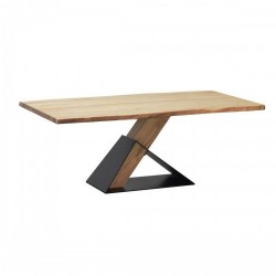Трапезна маса Home ESPRIT Черен Естествен Метал Aкациево дърво 200 x 100 x 76 cm - Seturi mese și scaune