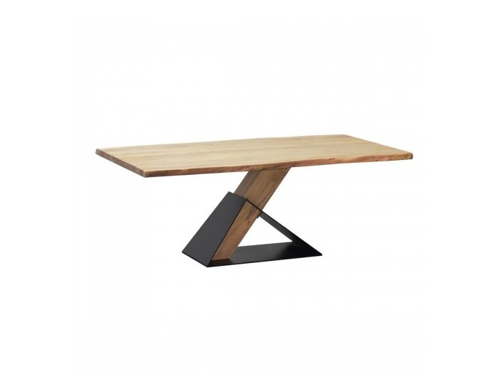 Трапезна маса Home ESPRIT Черен Естествен Метал Aкациево дърво 200 x 100 x 76 cm
