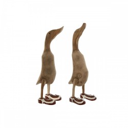 Декоративна фигурка Home ESPRIT Бял Червен Естествен Патица 14 x 28 x 43 cm (2 броя) - Home esprit