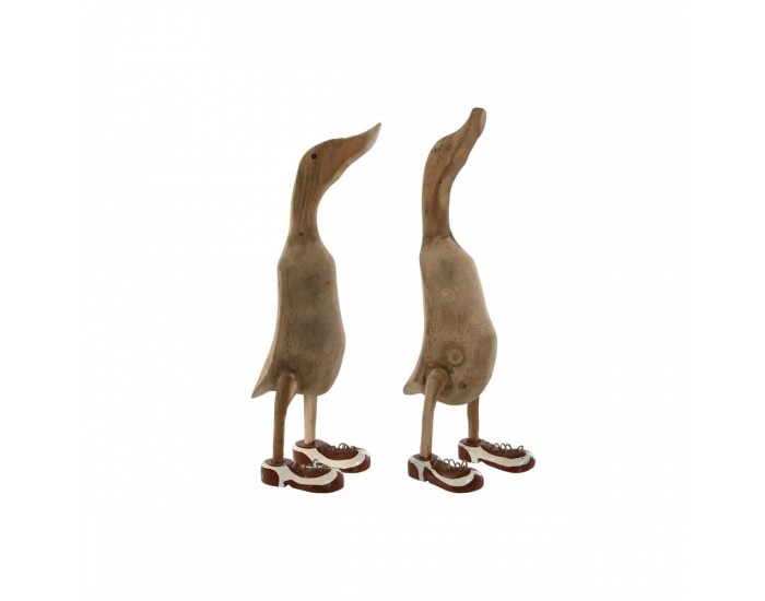 Декоративна фигурка Home ESPRIT Бял Червен Естествен Патица 14 x 28 x 43 cm (2 броя)
