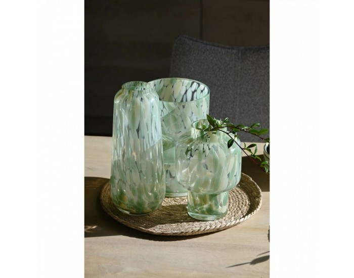 Ваза Home ESPRIT Зелен Сметана Кристал Модерен 15 X 15 X 21,5 cm