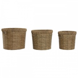 Комплект саксии Home ESPRIT Кафяв Метал влакно Тропически 36 x 36 x 29 cm - Articole de grădinărit, ghivece, sisteme de irigare