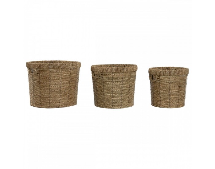 Комплект саксии Home ESPRIT Кафяв Метал влакно Тропически 36 x 36 x 29 cm