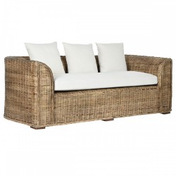 Градински диван Home ESPRIT Бял Кафяв Естествен Pатан 174 x 88 x 69 cm - Mobilier de grădină, accesorii și umbrele