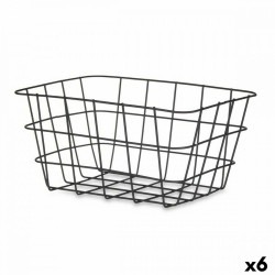 Многофункционална Кошница Квадратен Черен Метал 24,5 x 12 x 18 cm (6 броя) - Cutii, organizatoare și alte produse de depozitare