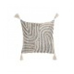 Възглавница Home ESPRIT Бял Сив Пискюли Boho 45 x 15 x 45 cm - Perne