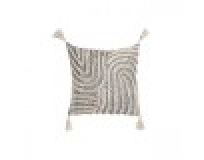 Възглавница Home ESPRIT Бял Сив Пискюли Boho 45 x 15 x 45 cm