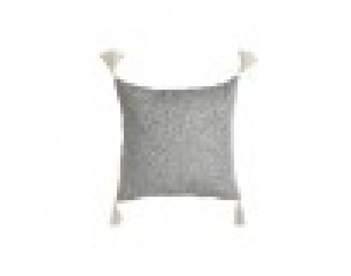 Възглавница Home ESPRIT Бял Сив Пискюли Boho 45 x 15 x 45 cm