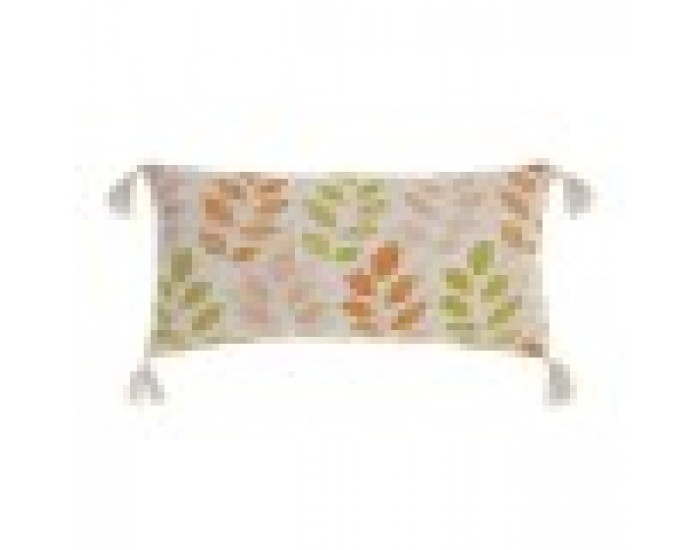 Възглавница DKD Home Decor Бежов полиестер Памук Многоцветен Shabby Chic Лист на растение (60 x 10 x 30 cm)
