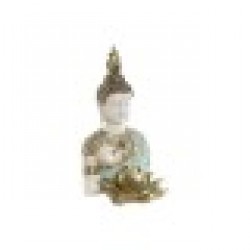 Декоративна фигурка Home ESPRIT цвят тюркоаз Златен Буда Ориенталски 12 x 12 x 22 cm - Home esprit