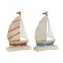Декоративна фигурка Home ESPRIT Син Червен Естествен Платноходка 15 x 4,5 x 23,5 cm (2 броя) - Home esprit