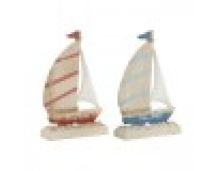 Декоративна фигурка Home ESPRIT Син Червен Естествен Платноходка 15 x 4,5 x 23,5 cm (2 броя)