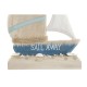 Декоративна фигурка Home ESPRIT Син Червен Естествен Платноходка 15 x 4,5 x 23,5 cm (2 броя)