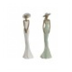 Декоративна фигурка Home ESPRIT Бял Зелен Дама 7,5 x 7,5 x 30 cm (2 броя) - Home esprit