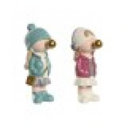 Декоративна фигурка Home ESPRIT Розов цвят тюркоаз Златен 8 x 10 x 20 cm (2 броя) - Home esprit