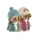 Декоративна фигурка Home ESPRIT Розов цвят тюркоаз Златен 8 x 10 x 20 cm (2 броя)
