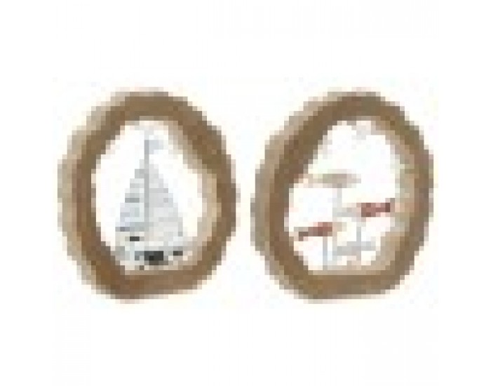 Декоративна фигурка Home ESPRIT Син Бял Червен Естествен 20 x 2,5 x 20 cm (2 броя)