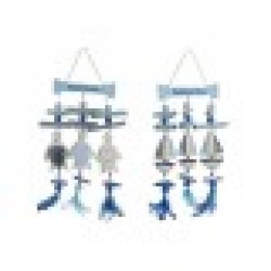 Висяща украса Home ESPRIT Син Бял Средиземноморско 26 x 2 x 47 cm (2 броя) - Home esprit