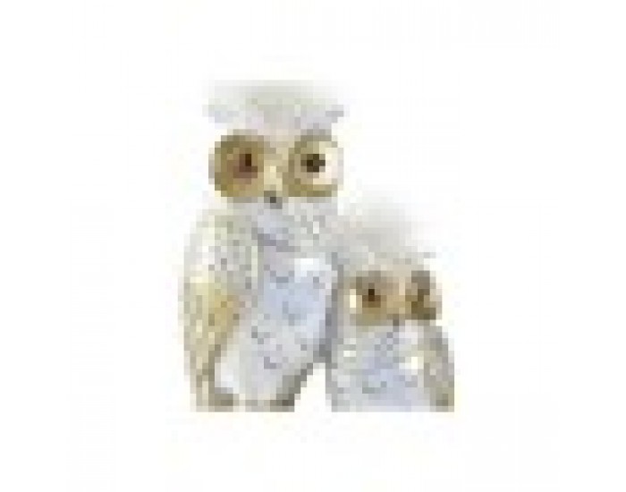 Декоративна фигурка DKD Home Decor Сови Златен Бял Смола Традиционен (14,5 x 9 x 26 cm)