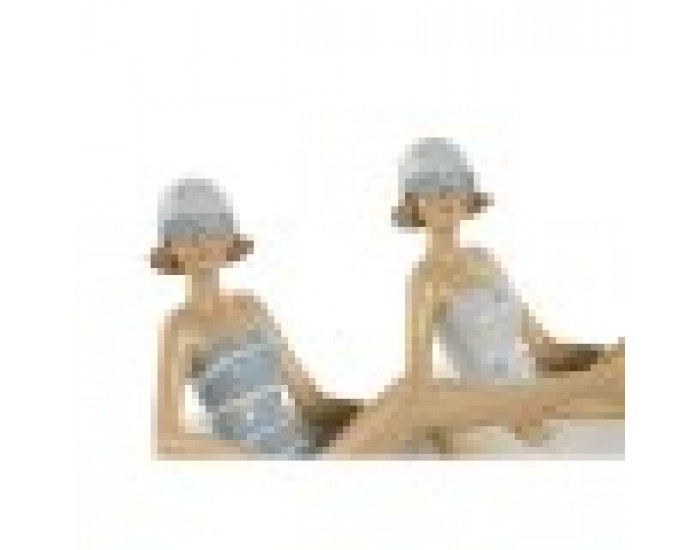 Декоративна фигурка Home ESPRIT Бял Небесно синьо Средиземноморско 17,5 x 10 x 10,5 cm (2 броя)