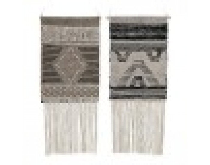 Висяща украса DKD Home Decor Бежов Памук Тъмно сив Ресни (45 x 1 x 107 cm) (45 x 1 x 61 cm) (2 pcs)