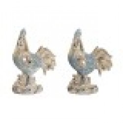 Декоративна фигурка DKD Home Decor 14,3 x 7,5 x 20 cm Син цвят тюркоаз Петел Гранитогрес (2 броя) - Dkd home decor