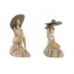 Декоративна фигурка Home ESPRIT Бял Бежов Дама Средиземноморско 12 x 8,5 x 20 cm (2 броя) - Home esprit
