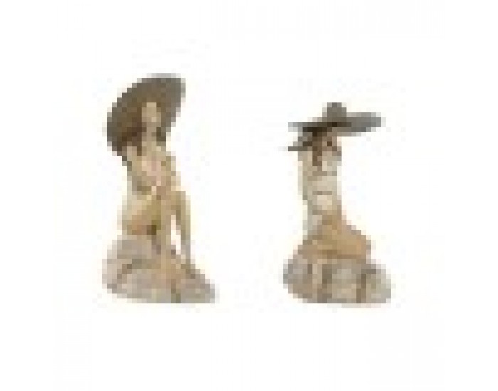 Декоративна фигурка Home ESPRIT Бял Бежов Дама Средиземноморско 12 x 8,5 x 20 cm (2 броя)