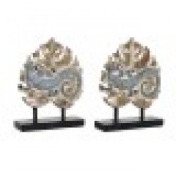 Декоративна фигурка DKD Home Decor 14,5 x 4 x 18,5 cm Син цвят тюркоаз Тропически Гущер Гранитогрес (2 броя) - Dkd home decor