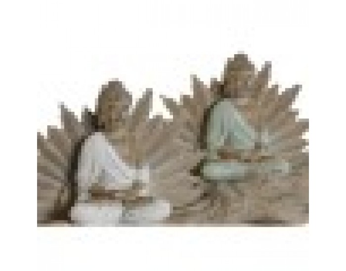 Декоративна фигурка Home ESPRIT Бял Зелен Буда Ориенталски 30 x 6 x 15 cm (2 броя)