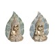 Декоративна фигурка DKD Home Decor 12,4 x 5,6 x 17,7 cm Син Буда цвят тюркоаз Ориенталски Гранитогрес (2 броя)