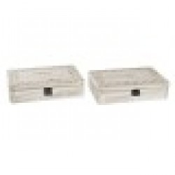 Декоративна кутия DKD Home Decor Естествен Дървен MDF (28 x 18 x 6,5 cm) (2 броя) - Dkd home decor